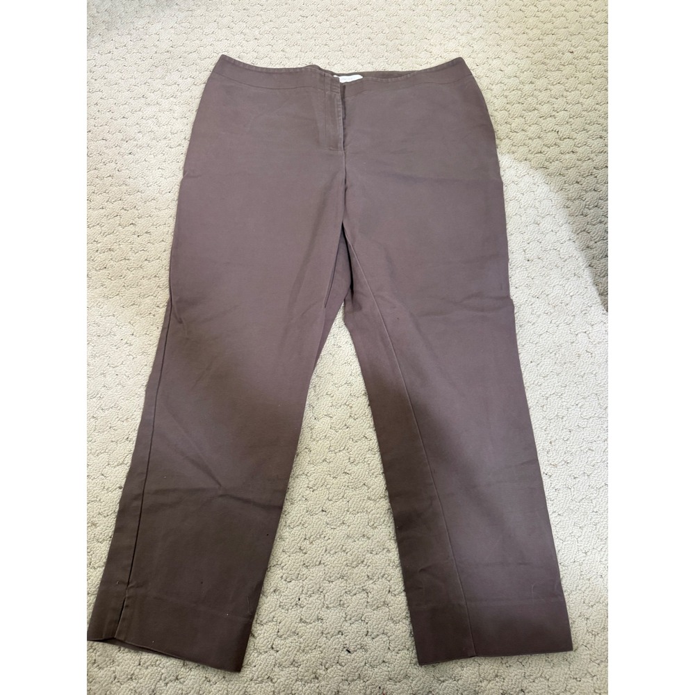 Chicos So Slimming Ankle Pants Mocha Brown Stretch Cotton Trousers Size 3 XL